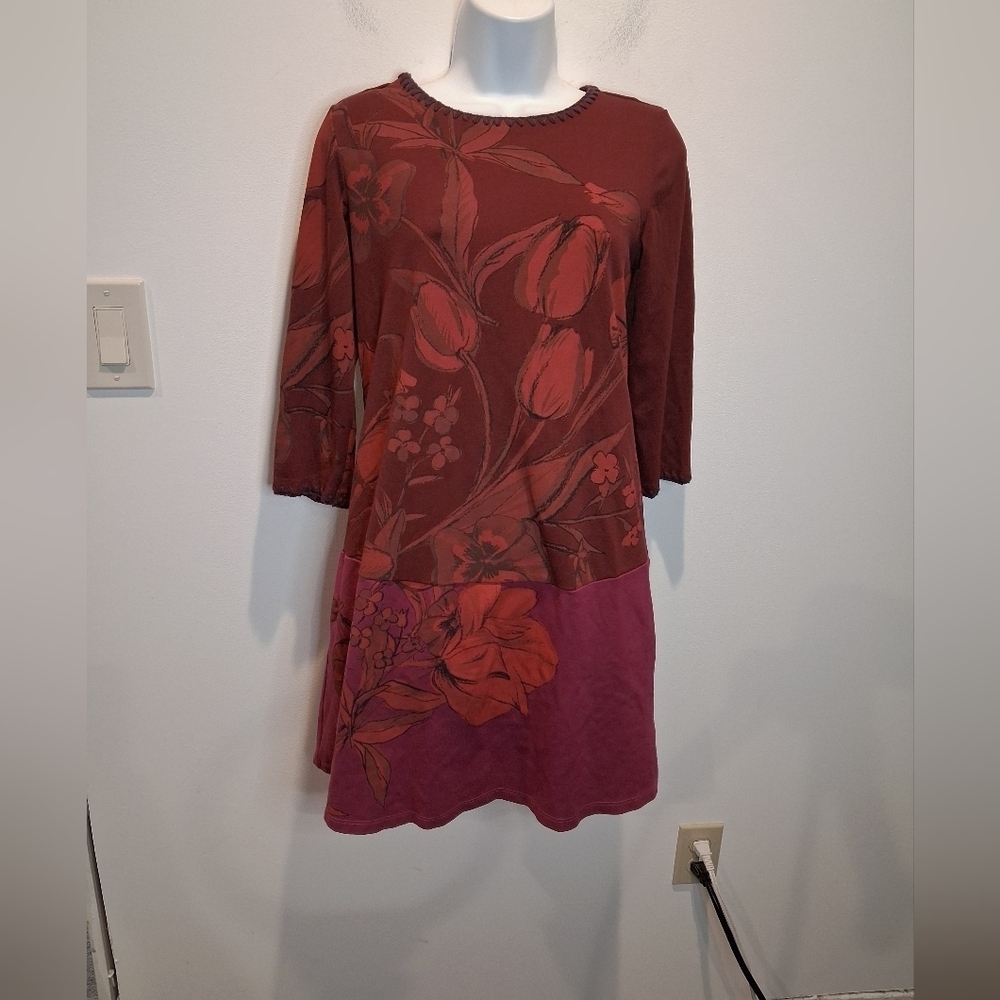 Desigual Size S Womens Wanda Burgundy Floral Shift Dress